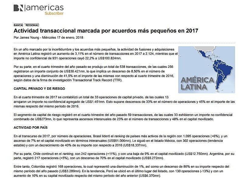 Actividadtransaccionalmarcadaporacuerdosmspequeosen2017